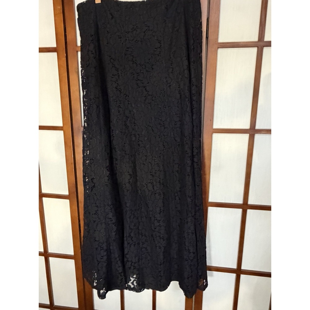 Cato M- Black Dark Romance Whimsygoth Sheer Lace Flowy Maxi Skirt Fairy Grunge
